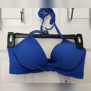 Shade & Shore Blue Textured Bikini Top